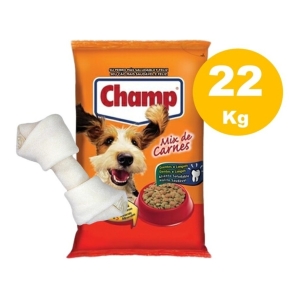 Champ Mix De Carnes 22 Kg + Hueso De Lonja
