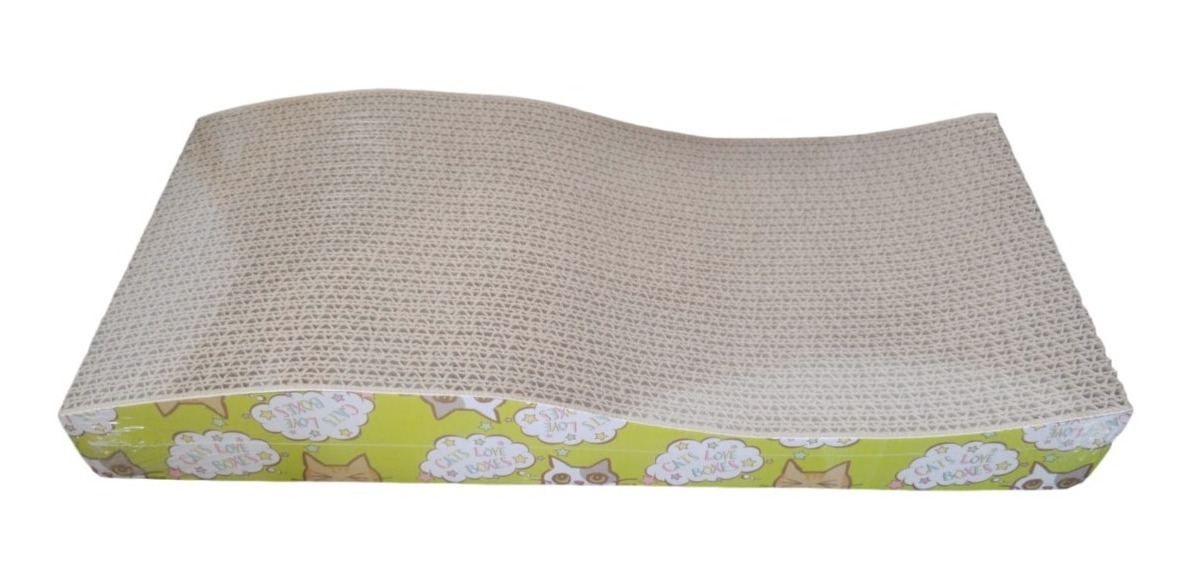 Rascador Para Gato Forma De Onda(verdeamarillo)+yerba Gatera