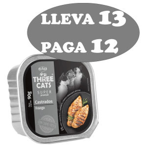 Pate Gato Three Cats Super Premium Castrado 90gr X 12 Un