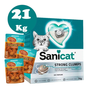 Arena Sanitaria Aglomerante Para Gatos Sanicat 21kg + Regalo