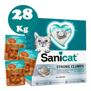 Arena Sanitaria Aglomerante Para Gatos Sanicat 28kg + Regalo