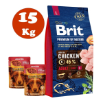 Brit Premium Adulto L Raza Grande 45% Pollo 15 Kg + Regalo