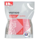 Arena sanitaria aglomerante para gatos Vestigio 16kg aroma frutilla