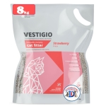 Arena sanitaria aglomerante para gatos Vestigio 8kg aroma frutilla